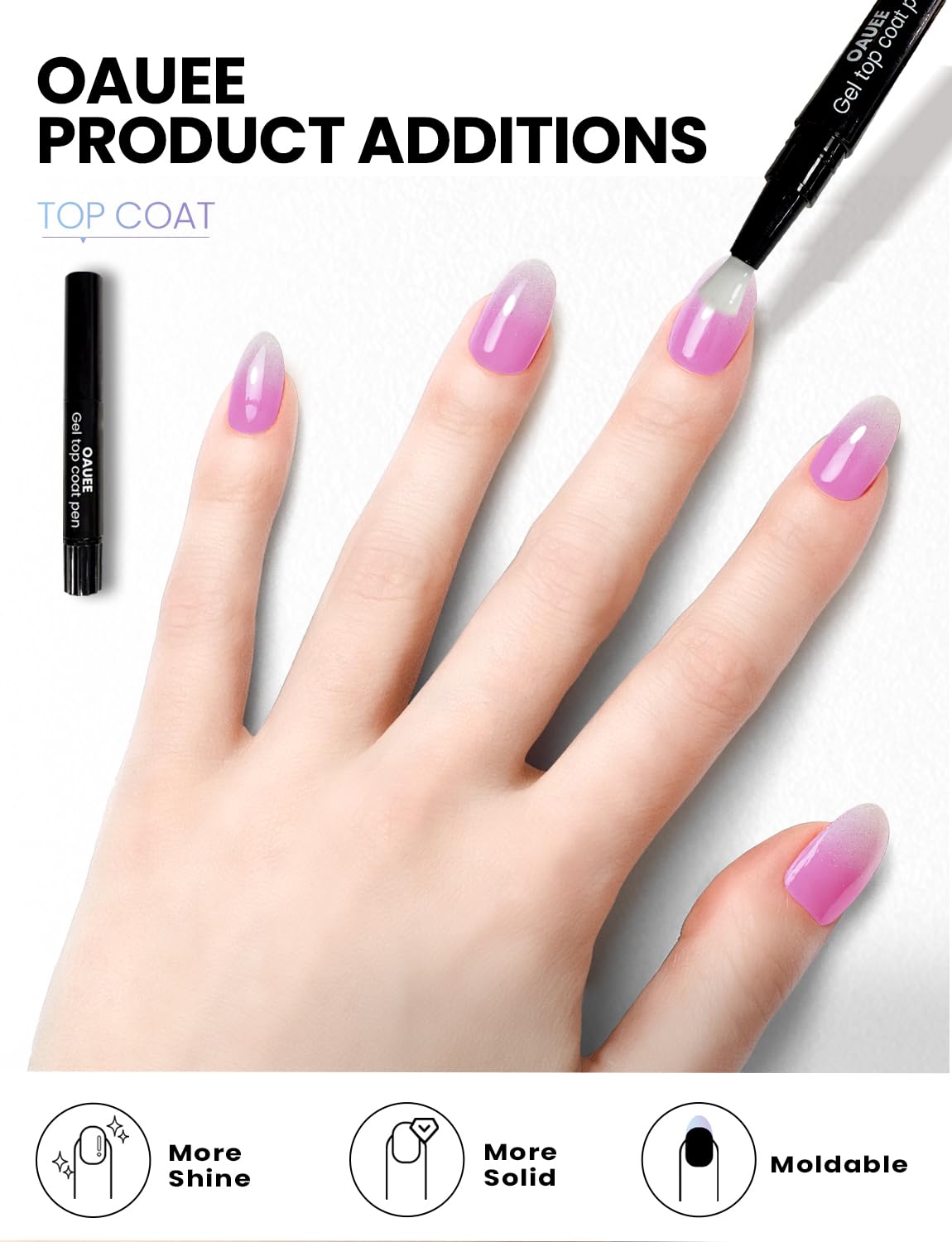 Oauee Semi Cured Gel Nail Strips | Built-In Gel Top Coat | UV Light Required | Salon Quality, Easy Application And Removal (Lilac Gleam)