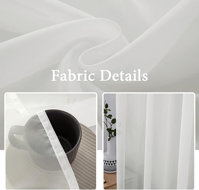 MIULEE 2 Panels Solid Color Sheer Window Curtains Elegant Window Voile Panels/Drapes/Treatment for Bedroom Living Room (54 X 84 Inches Ivory)