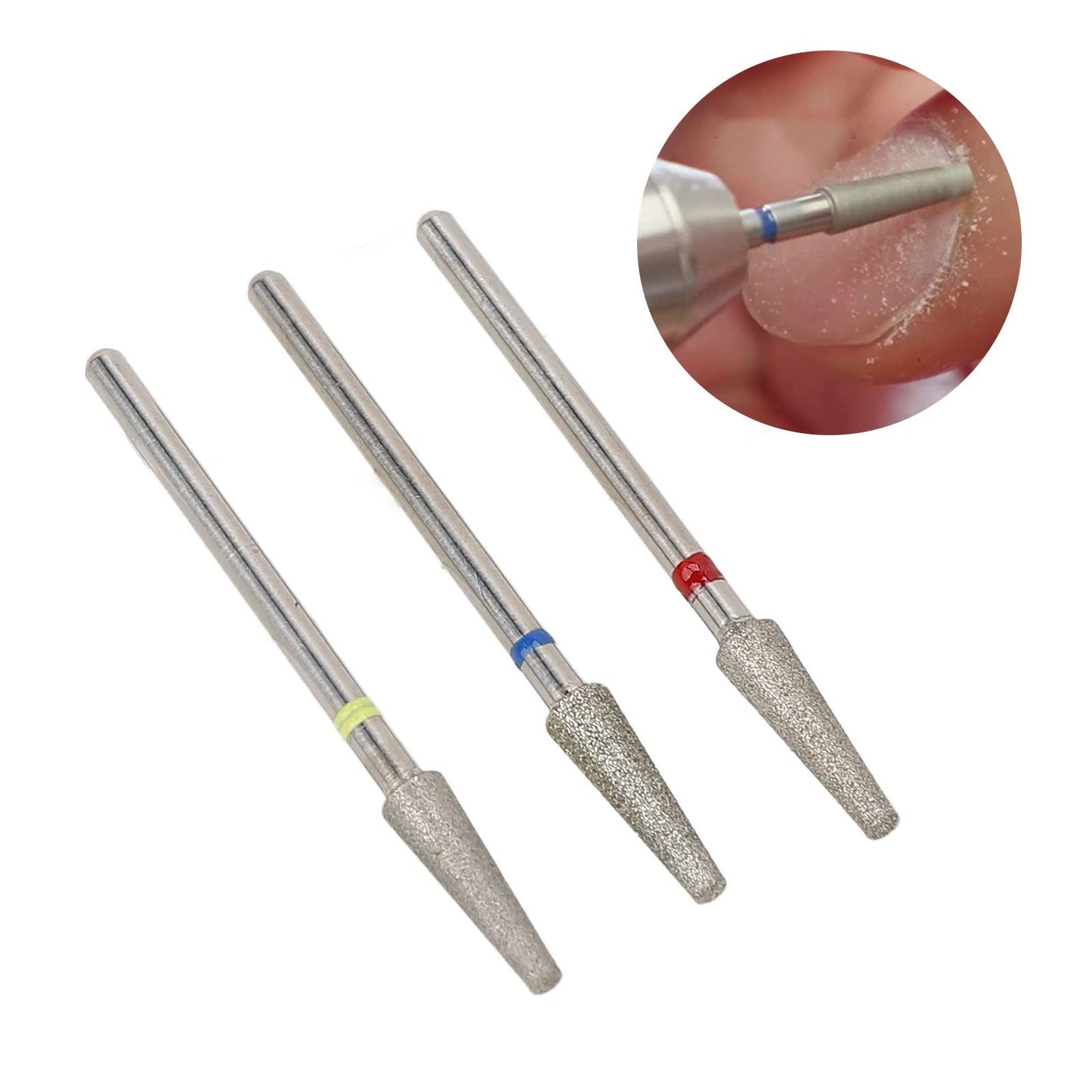 Nail Drill Bits Set, 3pcs 3/32 Inch Electric Manicure Nail File Bit for Acrylic Gel Nails with Storage Box, Professional Burrs Manicure Tool for Home Salon Nail Care