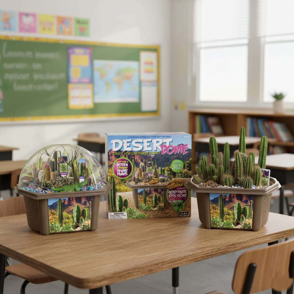 Cactus Succulent Desert Dome Seed Starter Kit - Indoor Desert Starter Kit - Includes Potting Soil, Terrarium, Over A Dozen Desert Plant Seed Packets - DIY Kitchen Grow Kit