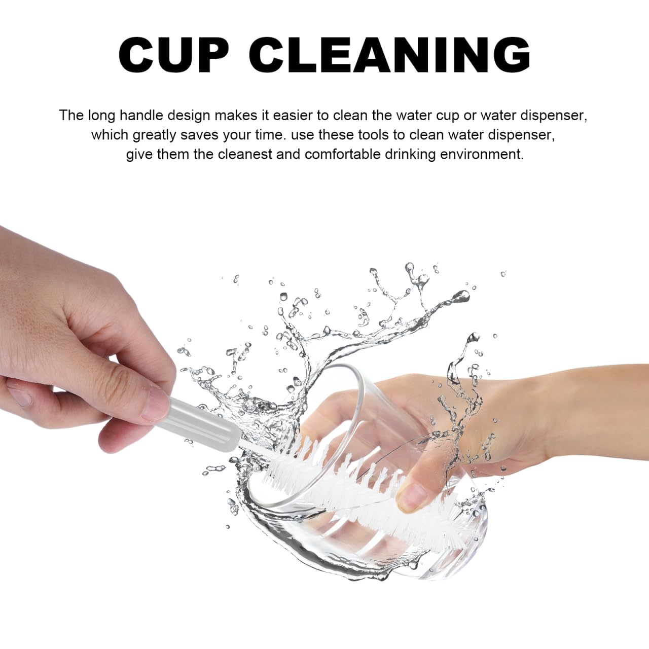 ERINGOGO 1Set Pet Feeder Water Fountain Cleaning Set Tools with Long Handle Brushes for Efficient Daily Care for Dog Cat Owners Gray