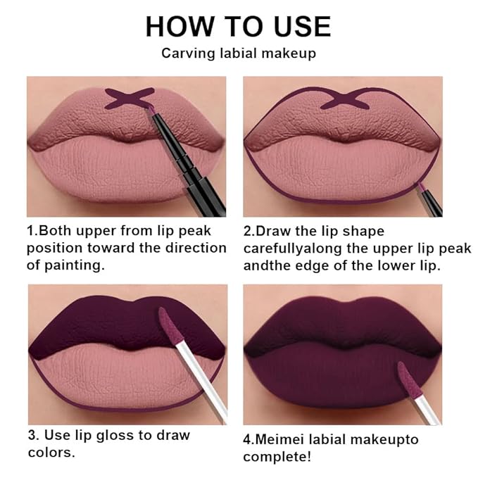 evpct 3Pcs Dark Red Purple Plum Matte Liquid Lipstick and Lip Liner Set for Women Matte Burgundy Lip Tint Stain Long Lasting Waterproof, Black Cherry Blood Red Mauve Brown Gothic Goth Lipsticks Makeup