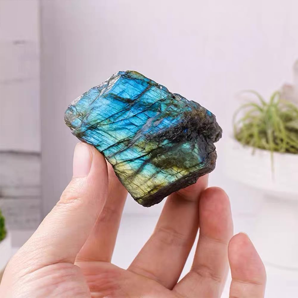 2PCS Natural Raw Stone Healing Crystals Bulk, Gemstones for Reiki, Meditation, Home Decor, Garden Fountain Rocks (Labradorite)