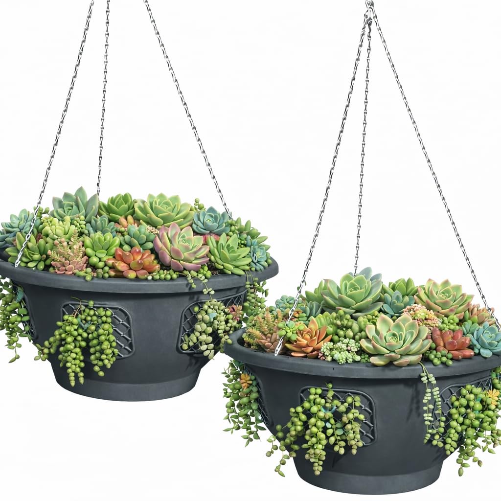 smart spring Ultimate Hanging Baskets - Strawberry, Tomato, Flower, and Herb Outdoor Planters - Use Garden Pots for Growing Plants Outside On A Deck, Fence, or Balcony (2)