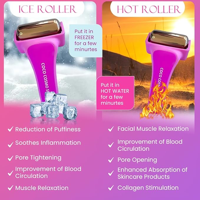 Ice Face Roller for Women - Face & Eye Puffiness Relief - Anti-Aging Skin Care for Wrinkles Stainless Steel Gadget for Radiant Skin