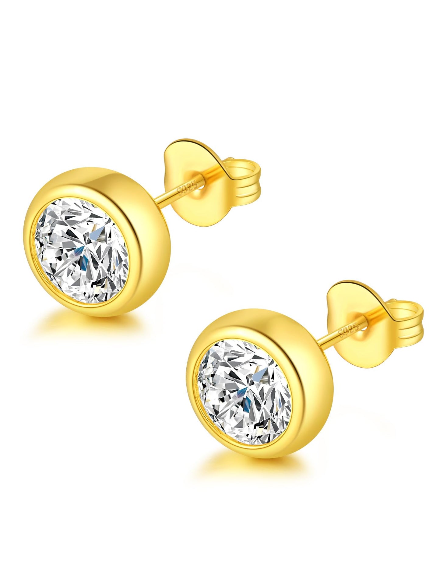 Augell Moissanite Stud Earrings, 1-2 Carat D Color VVS1 Clarity, Hypoallergenic 925 Sterling Silver with 18K Gold Plating, for Women & Men