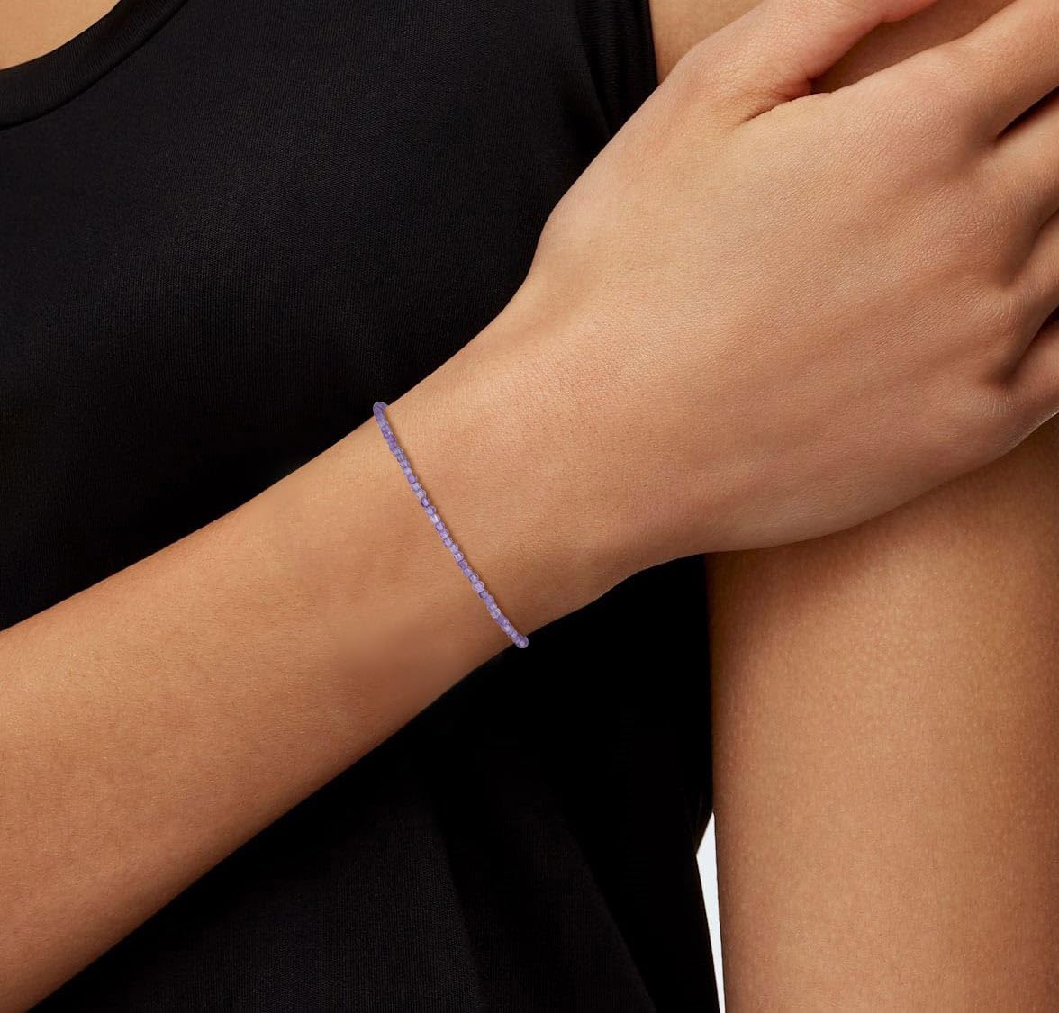 COAI Women's Dainty Crystal Bracelet Birthstone Amethyst Bracelet for Women 2mm