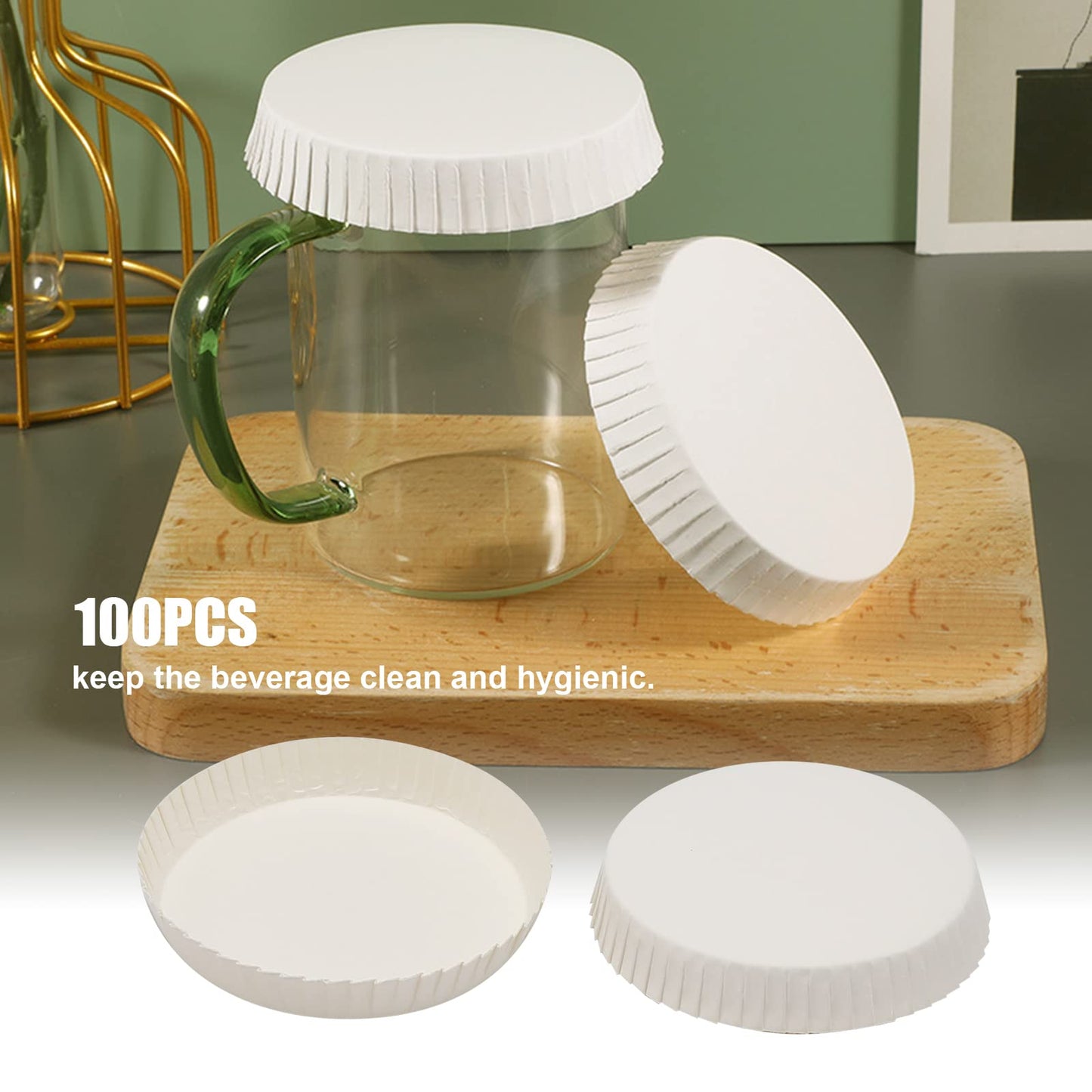 100pcs Disposable Cup Coverware 8 X 8cm Coffee Cup Drinking Lid Paper Cup Cap for Wedding/Parties//Kitchen (8 X 8cm)