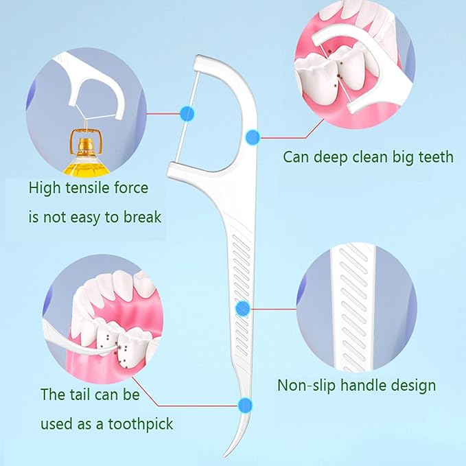Dental Floss Picks 400 pcs,Holy Rose Refill Bagged Flossers, Ultra Fine Adult Floss Sticks, Odorless Floss Toothpicks for Cleaning Tooth