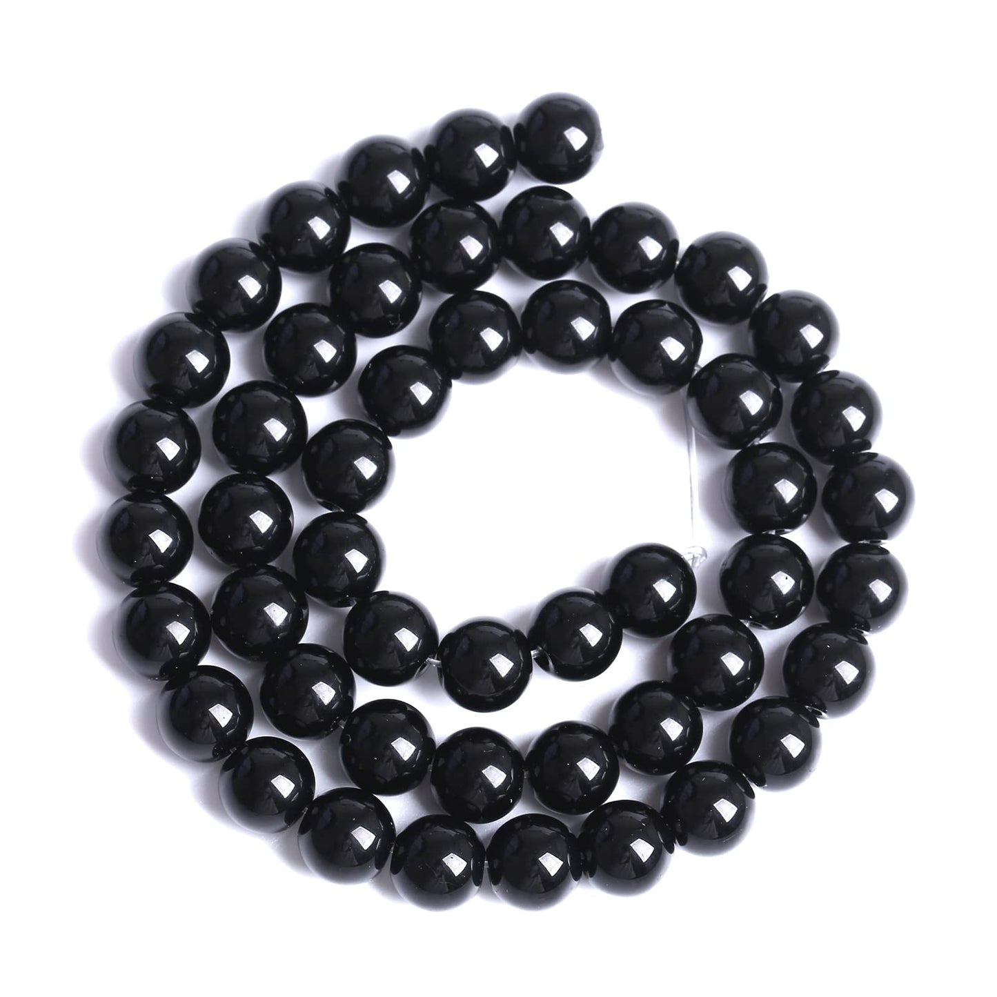 6mm 66pcs Natural Black Agates Onyx Stone Beads Smooth Round Loose Spacer Beads for Jewelry Making DIY Bracelets 15"