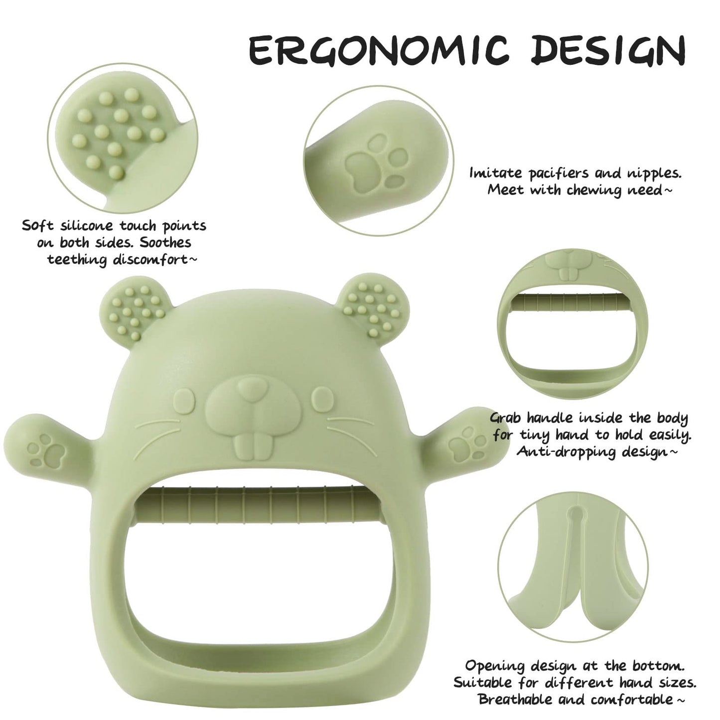 Baby Teething Toys, Teething Toys, Teethers for Babies 3-6 Months, Baby Chew Toys, BPA Free Teether Mitten with Soft Texture for Sensory Exploration and Itching Teething Relief