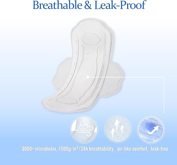 Ultra-Thin Sanitary Pads, Regular Daily Pad for Women, Breathable & Unscented Period Pads with Wings, Long-Lasting Freshness Feminine Care Menstrual Pad - 32 Count