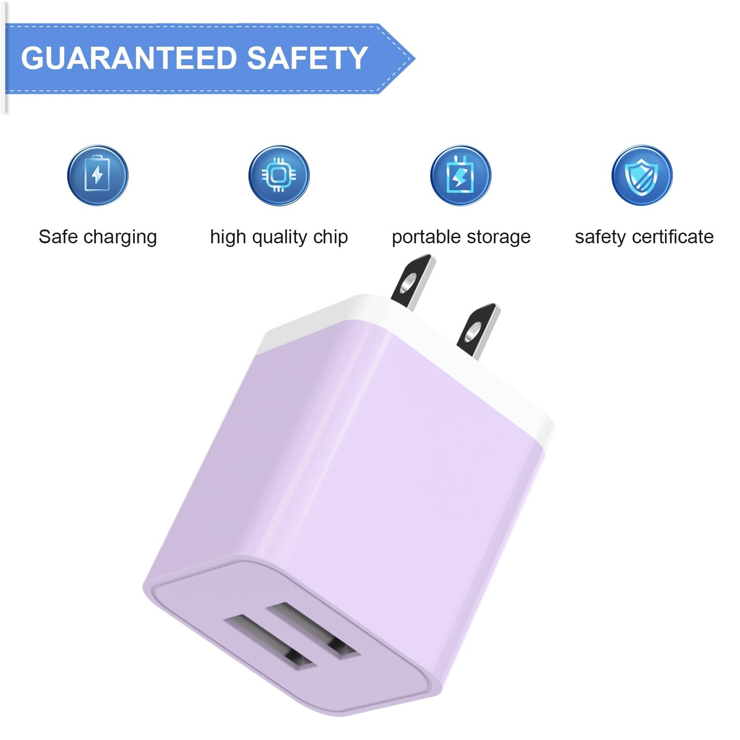 6Pack USB Wall Charger, iGENJUN 2.4A Dual USB Port Cube Power Plug Adapter Fast Phone Charger Block Charging Box Brick for iPhone 15/15 Pro/15 Pro Max/14, Samsung Galaxy, Pixel, LG, Android-Multicolor