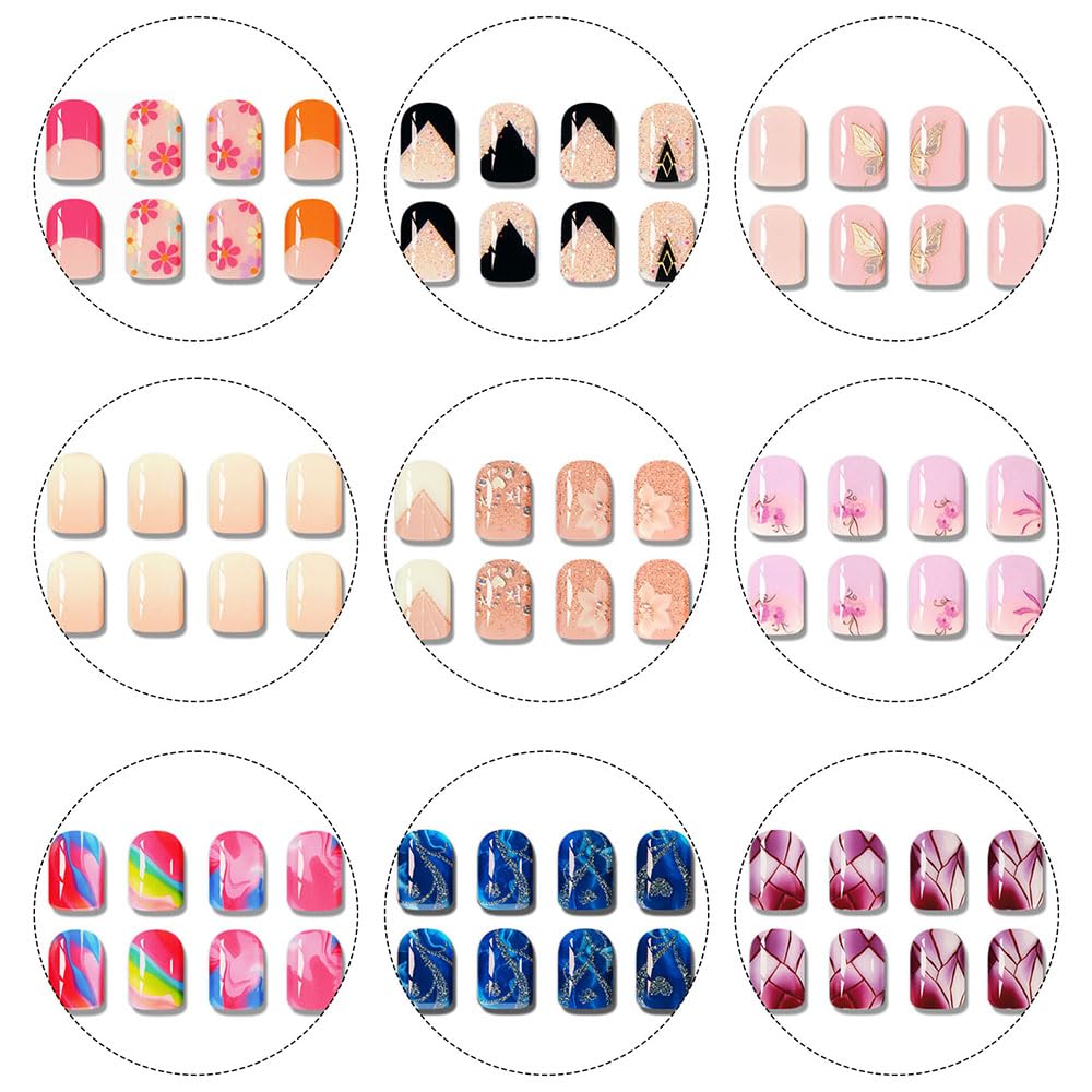 Semi Cured Gel Nail Strips French Tip Gel Nail Strips Whhite Flower Stickers Glitter Wraps Need UV/LED Light Salon Quality & Easy to Use for Women 20 Pcs