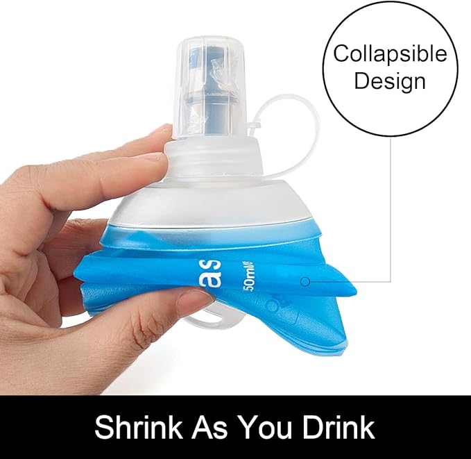 WILDREEDS 150ml Soft Flask, TPU Collapsible Soft Water Bottle for Hydration Pack, Running Vest, Folding Water Bottle for Hiking Cycling Climbing-1Pcs, Blue