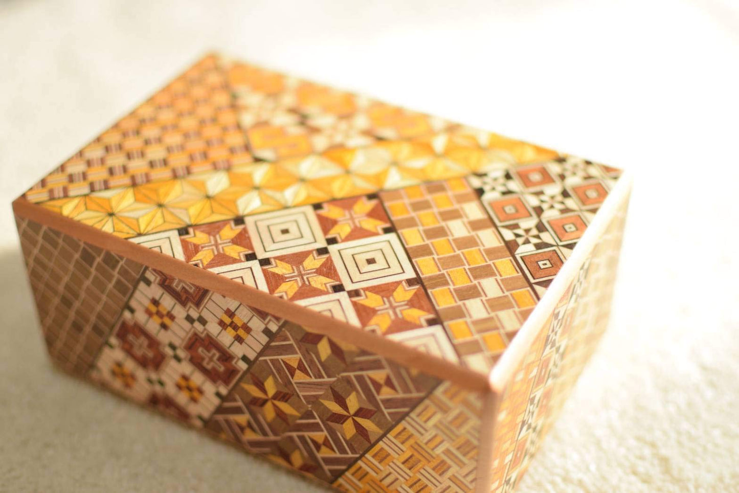 Warashibe Wooden Secret Puzzle Box, 4 Sun 10 Steps, Japan Made, with Original Gift Box