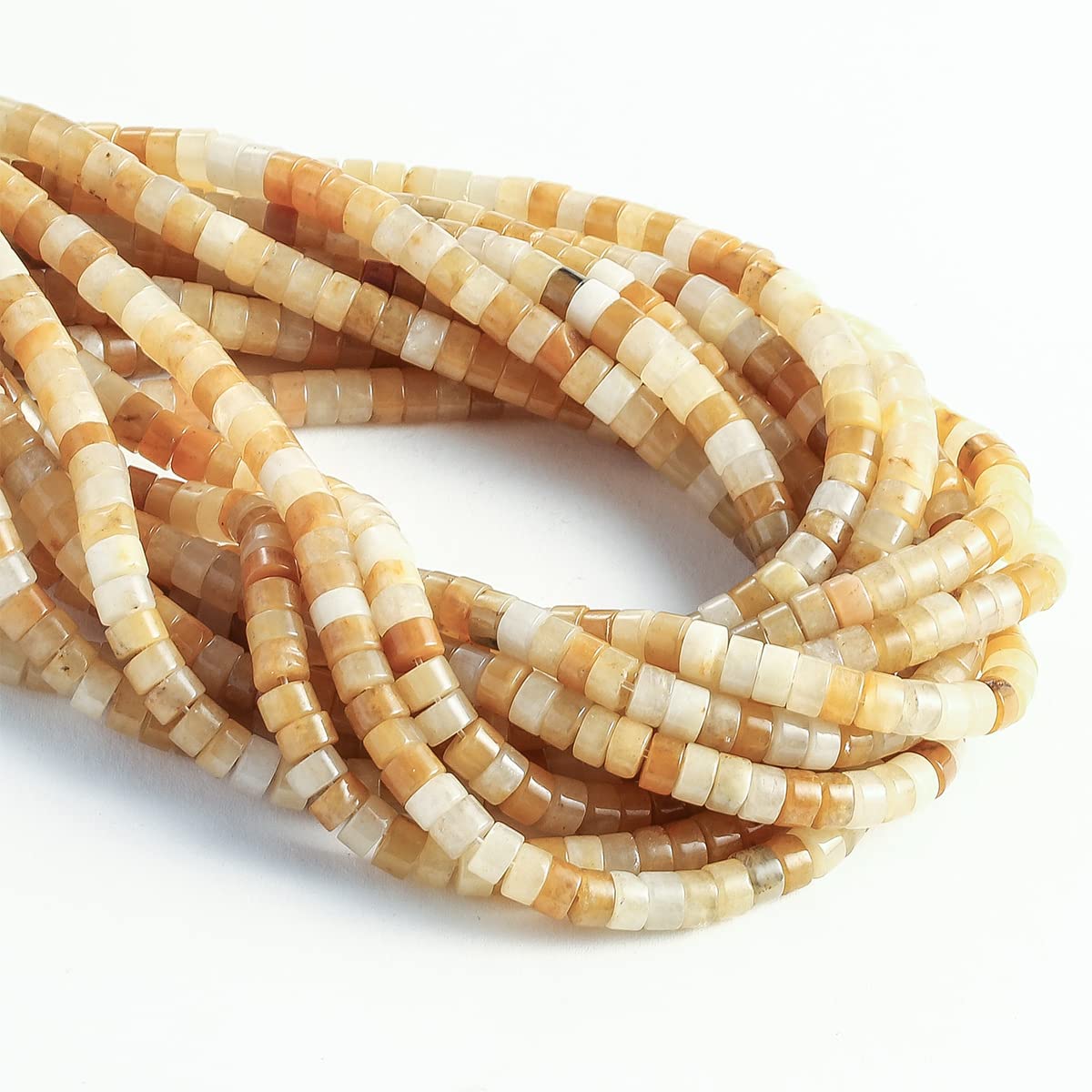 Natural Yellow Jade Stone Spacer Beads 6x3mm 38cm/str Flat Round Loose Semi Gemstone Caps for Making Bracelets Necklace