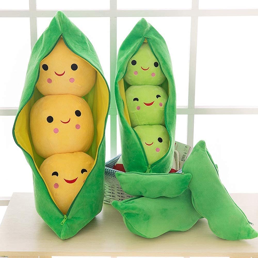AOQI Giant Peas in A Pod Plush Toy Pea Pod Pillow Cute Pea Stuffed Toys Plant Doll Various Sizes (Green Beans,15.7''/40cm)