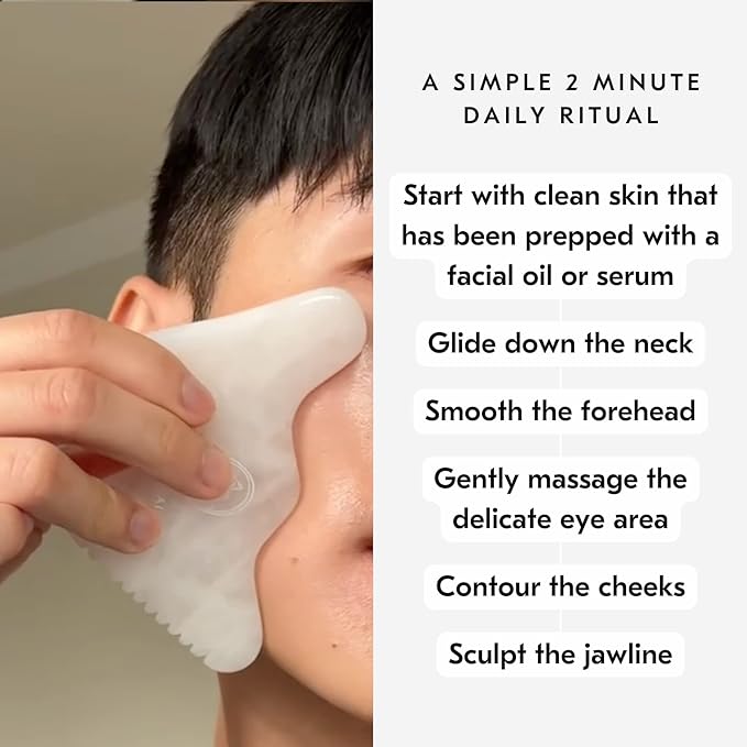 Mount Lai Vitality Qi White Jade Gua Sha Facial Tools Sculpting Tool with Protective Pouch - Face & Body Guasha Tools for Self-Care, Sculpting, Puffiness Relief & Muscle Tension Massage