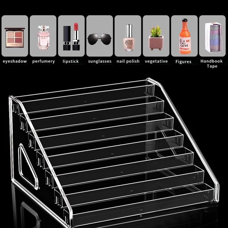 Acrylic 5 Tiers Riser Display Stand Cosmetic Organizer Nail Polish Perfume Makeup Clear Display Case Shelf