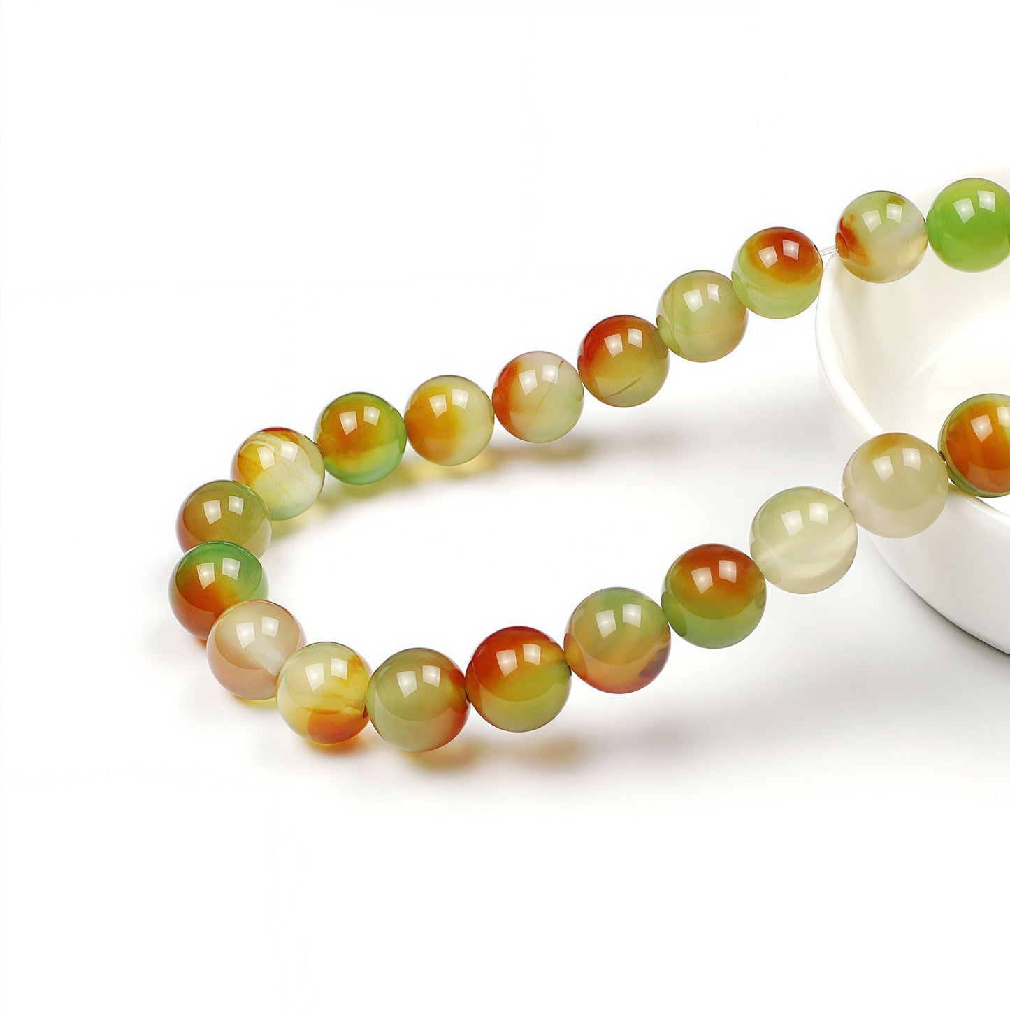 MJDCB Natural Peacock Agate Beads Red Green Agate Beads Round Stone Beads for DIY Necklace Bracelat Jewelry Making Strand 15" (10mm)
