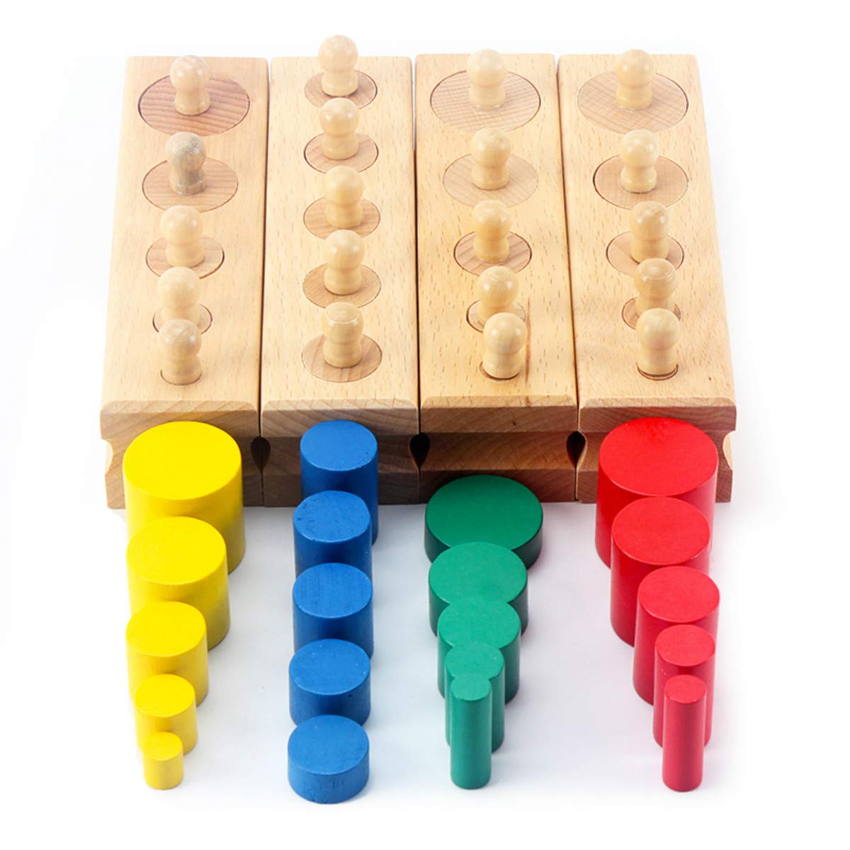 DANNI Upgraded Montessori Materials Colorful Socket Cylinder Preschool Intellectual Development Kids Educational Toys Children Gift (B)