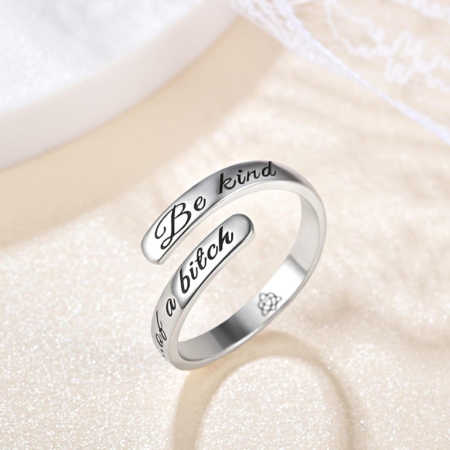 S925 Sterling Silver Inspirational Jewelry Rings Adjustable Ring Personality Encouragement Gift for Teens Women