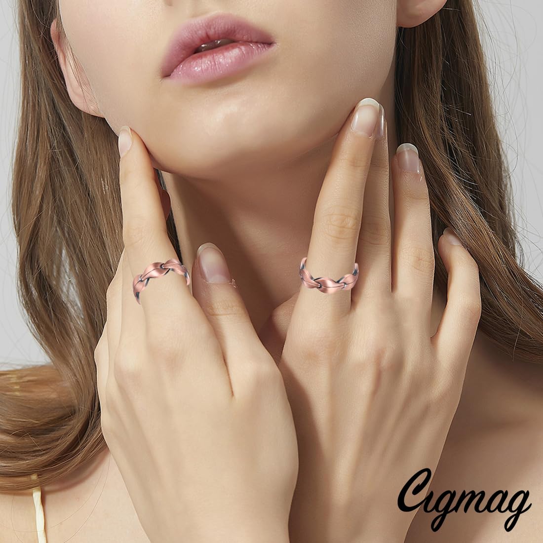 Cigmag 7X Copper Rings for Women - Pure Copper Ring - Adjustable with Present Box (2PCS)