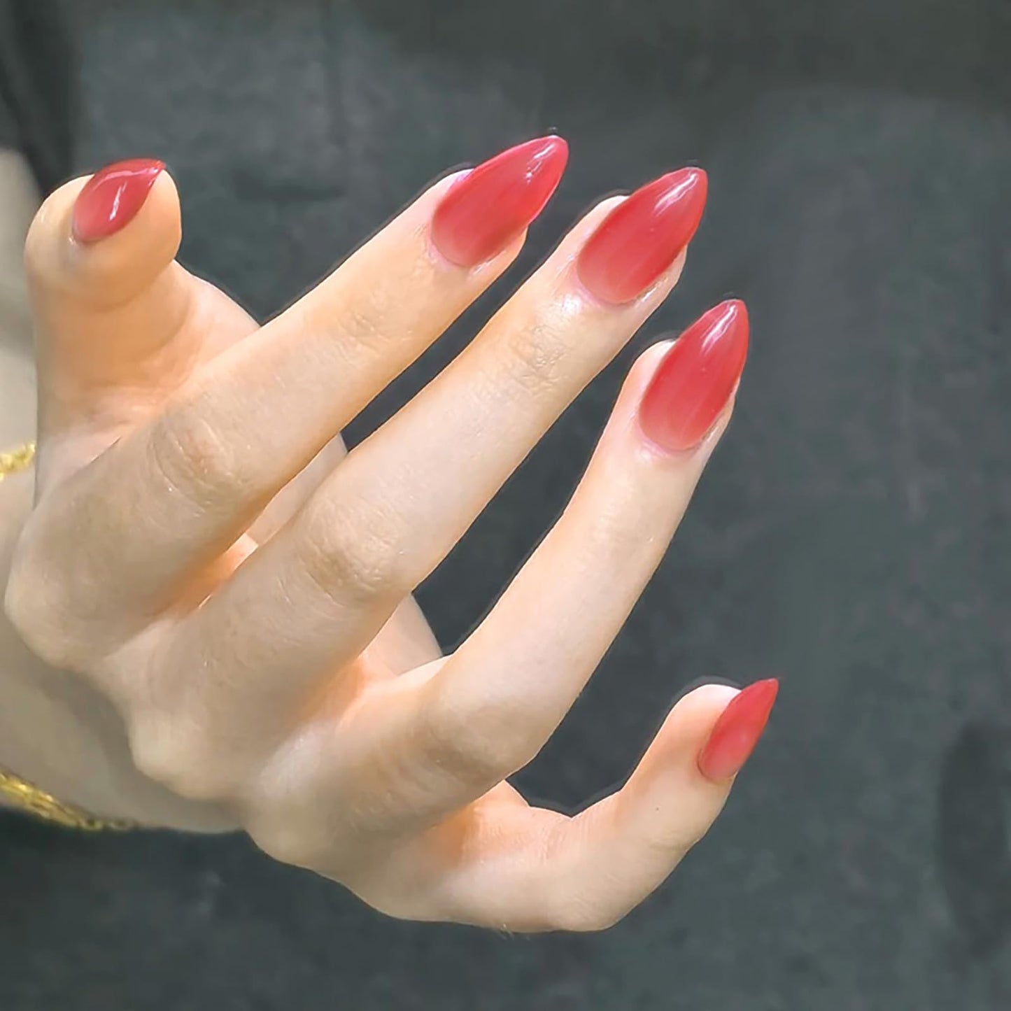 Short Almond Press on Nails Cherries Pink Fake Nails Press ons Acrylic Nails False Glossy Full Cover Artificial Stick on Nails for Women Girls 24 Pcs