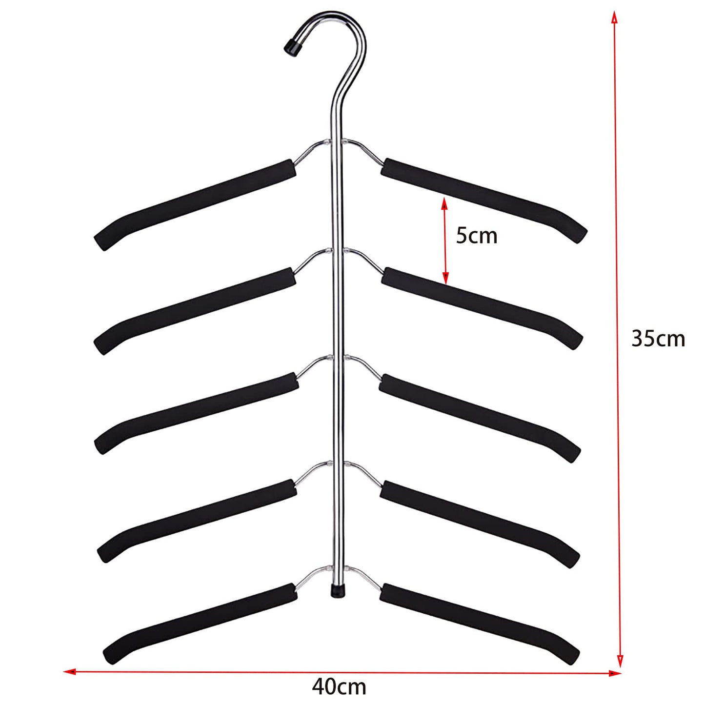 JFFLYIT Blouse Tree Hangers Multi-Layer Clothes Hangers 3 Pack 5 in 1 Non Slip Space Saving Closet Organizer Stainless Steel Shirt Hanger Coats Hanger（Black）