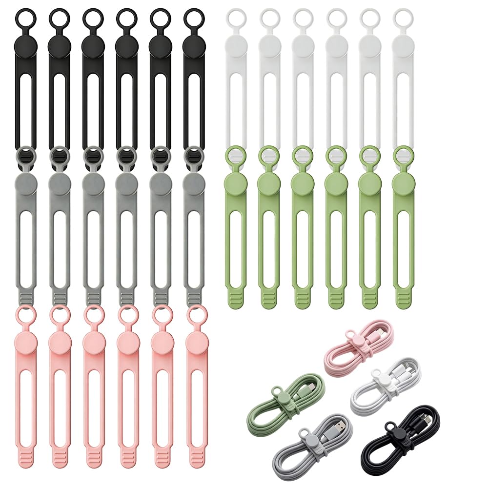 Data Cable Organizer Ties, Silicone Cable Straps Cord Organizer For Bundling Earphone, Charger Wire, Computer Cords, Reusable Cable Ties Wire Organizer In Home,Kitchen (30PCS-B)