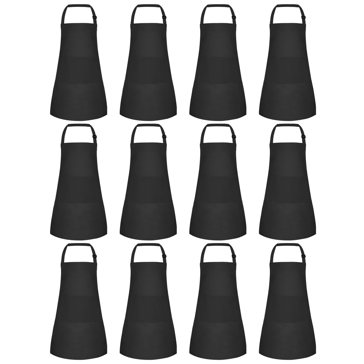 Morcheiong 12 Pack Adjustable Kids Apron Bulk with 2 Pockets Toddler Apron Kids Painting Aprons for Cooking Baking Painting Boys Girls (Black)