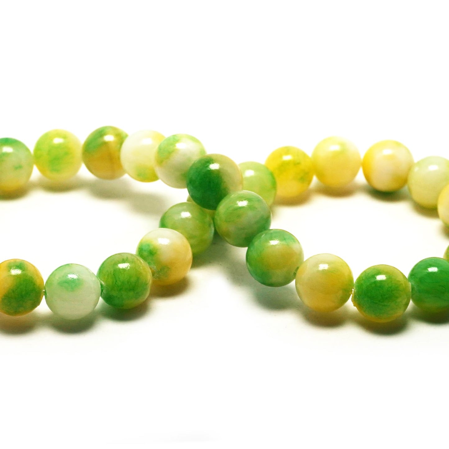 DIQIO Persian Jade Stone Beads for Jewelry Making - 6mm Gemstone Round Loose Beads for Bracelets(58-60pcs, Green Yellow Persian Jade)