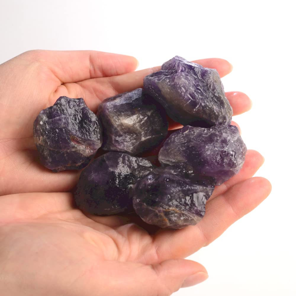 2PCS Natural Raw Stone Healing Crystals Bulk, Gemstones for Reiki, Meditation, Home Decor, Garden Fountain Rocks (Amethyst)
