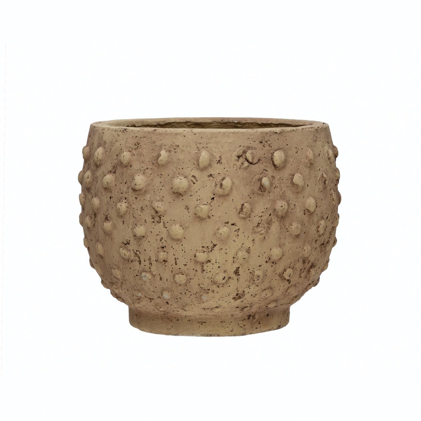 Creative Co-Op 9.25" Round Sandstone Hobnail Planter with Distressed Finish, Greige