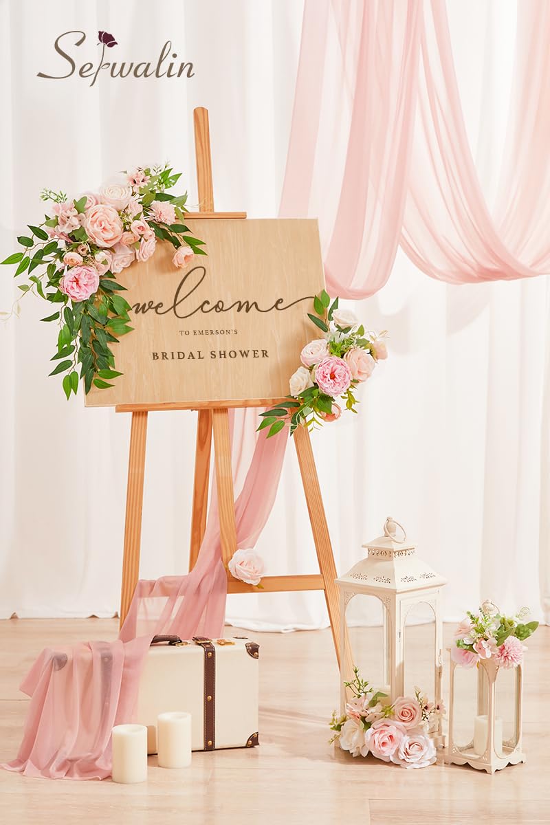 Serwalin Artificial Flowers Pink Flowers Fake Silk Flowers Wedding Cake Flowers for Wedding Bouquets Table Centerpieces Spring Decor Party Baby Shower Decoration
