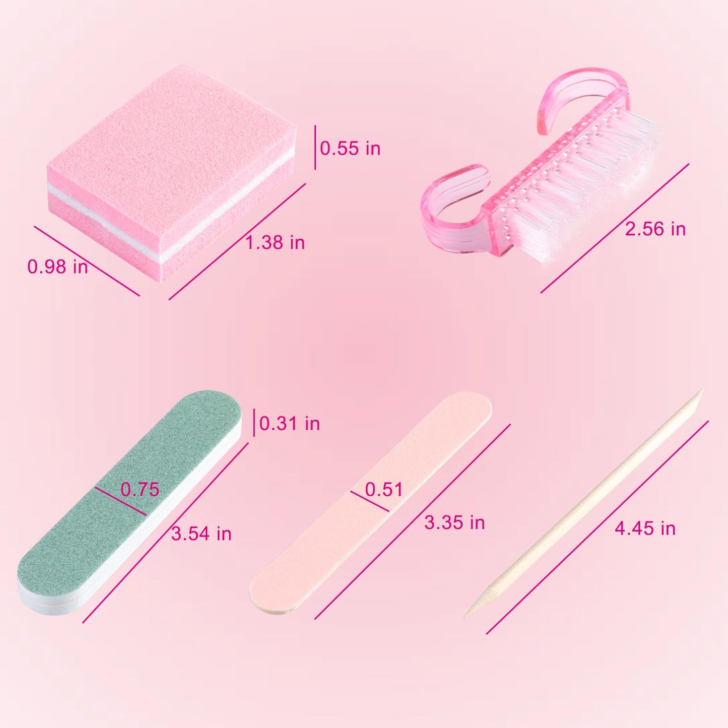 Fcozpjk Disposable Manicure Kit Basics 5PCS Nail Kit, Mini Nail Files Buffers Bulk Handle Grip Brush Orange Wood Stick Individually-Packed Pedicure Set for Fingernails Toenails Salon Supplies 10 Packs