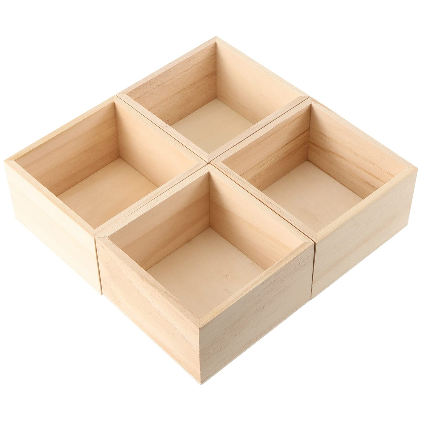 SINJEUN 12 Pack 4" x 4" Rustic Wooden Box Unfinished Small Wooden Box Wood Square Organizer Container for Crafts, Storage, Home Decor, Centerpiece, Party Supplies