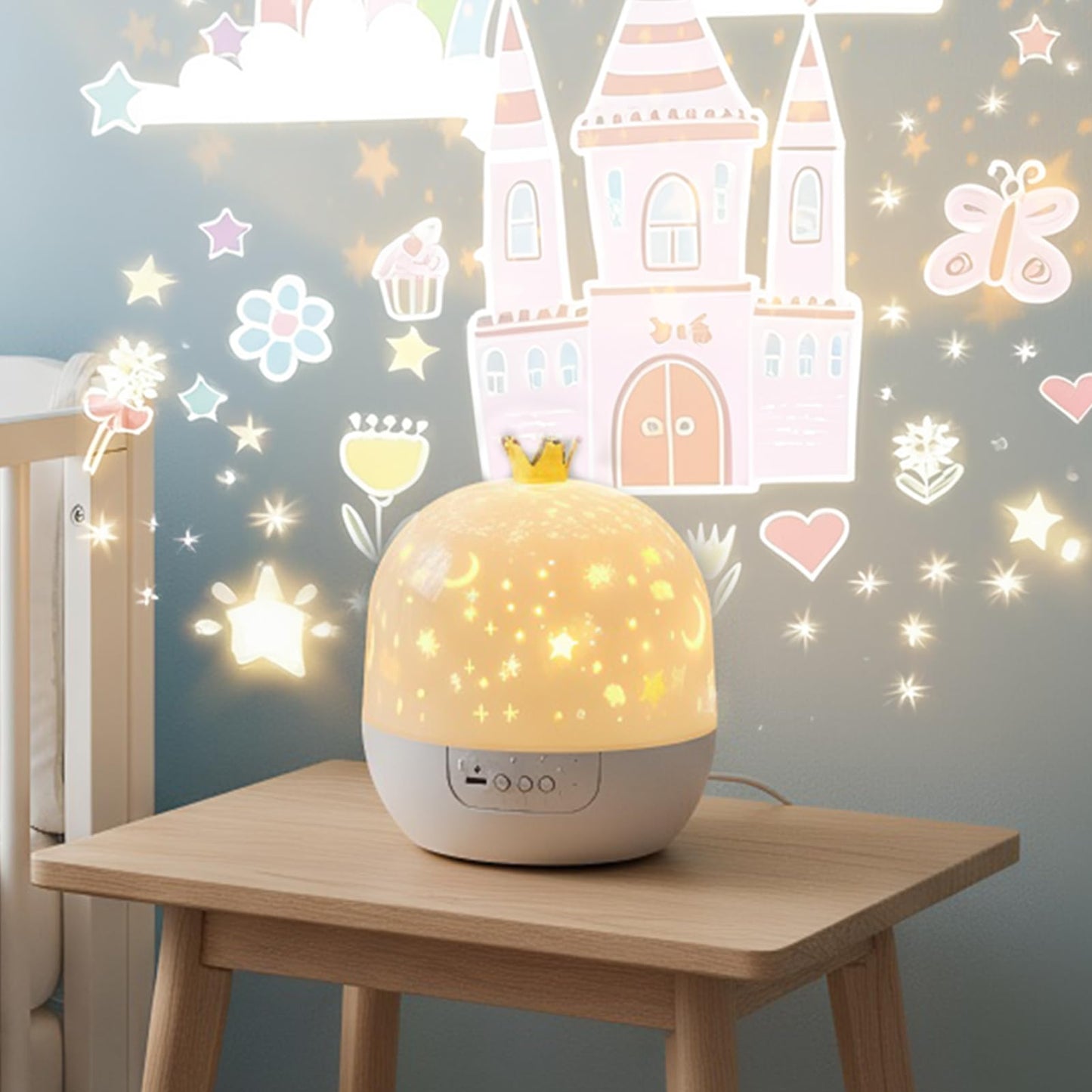 Kids Night Light Projector – USB ABS, 360 Rotation Lamp, Ceiling Projection Display, Sleep Ambience Creation | Perfect for Nursery Bedtime Sleep, Room Comfort, Calm Evening Routine, Gentle