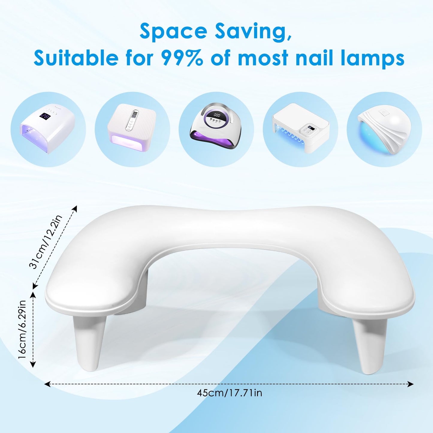 LIONVISON Arm Rest for Nails Tech U Shaped - Comfortable Manicure Nail Hand Rest Pillow Cushion, Nail Armrest Stand for Acrylic Nail Art Tech, Quick Installation, White