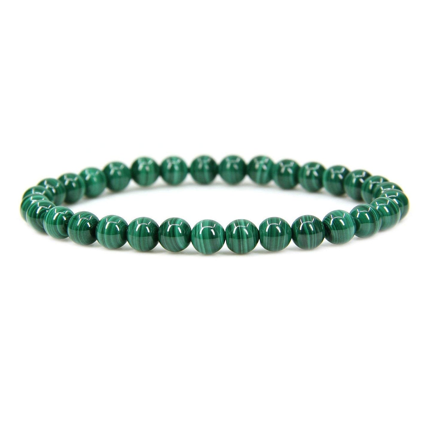 Angelstones Handmade Natural Malachite Healing Gemstone 6mm Round Beads Stretch Crystal Bracelet 7 Inch Unisex