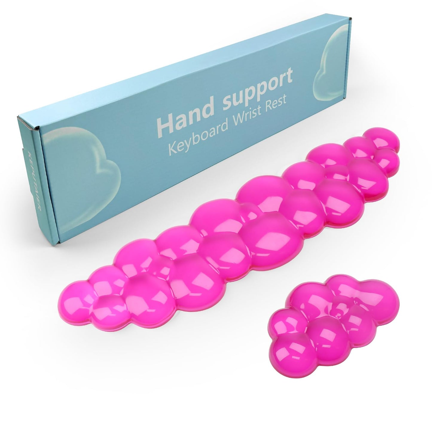 Gel Cloud Keyboard and Mouse Wrist Rest, Cute Wrist Support and Arm Support Keyboard Rest for Keyboard and Mouse Typing Pain Relief，Suitable for Office/Computer/Laptop/Gaming (Transparent Red)