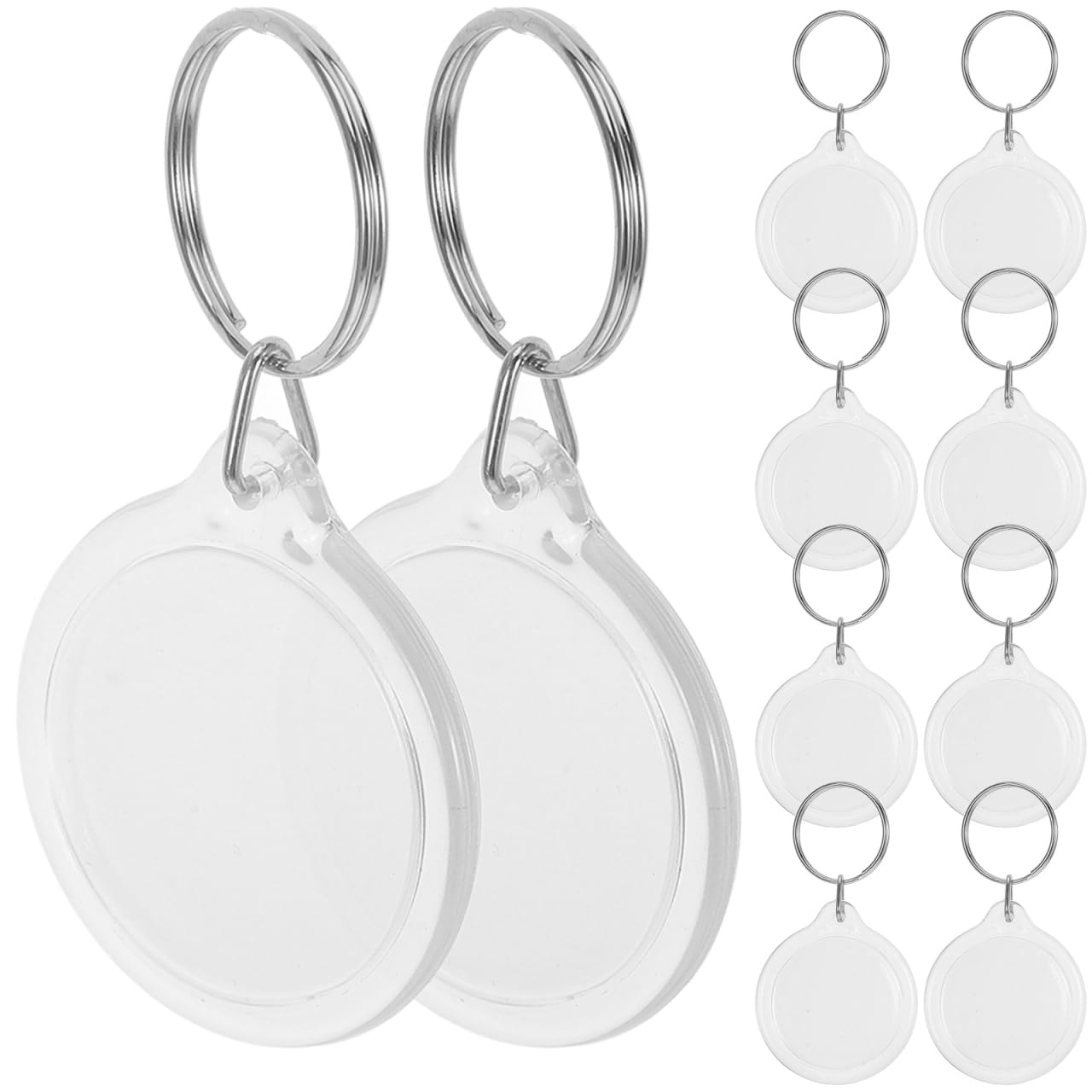 100 Pack Circular Photo Frame Keychain Blanks Clear Acrylic Round Keyring with Picture Insert for DIY Crafts Transparent Split Ring for Memories Artworks and Small Business Supplies