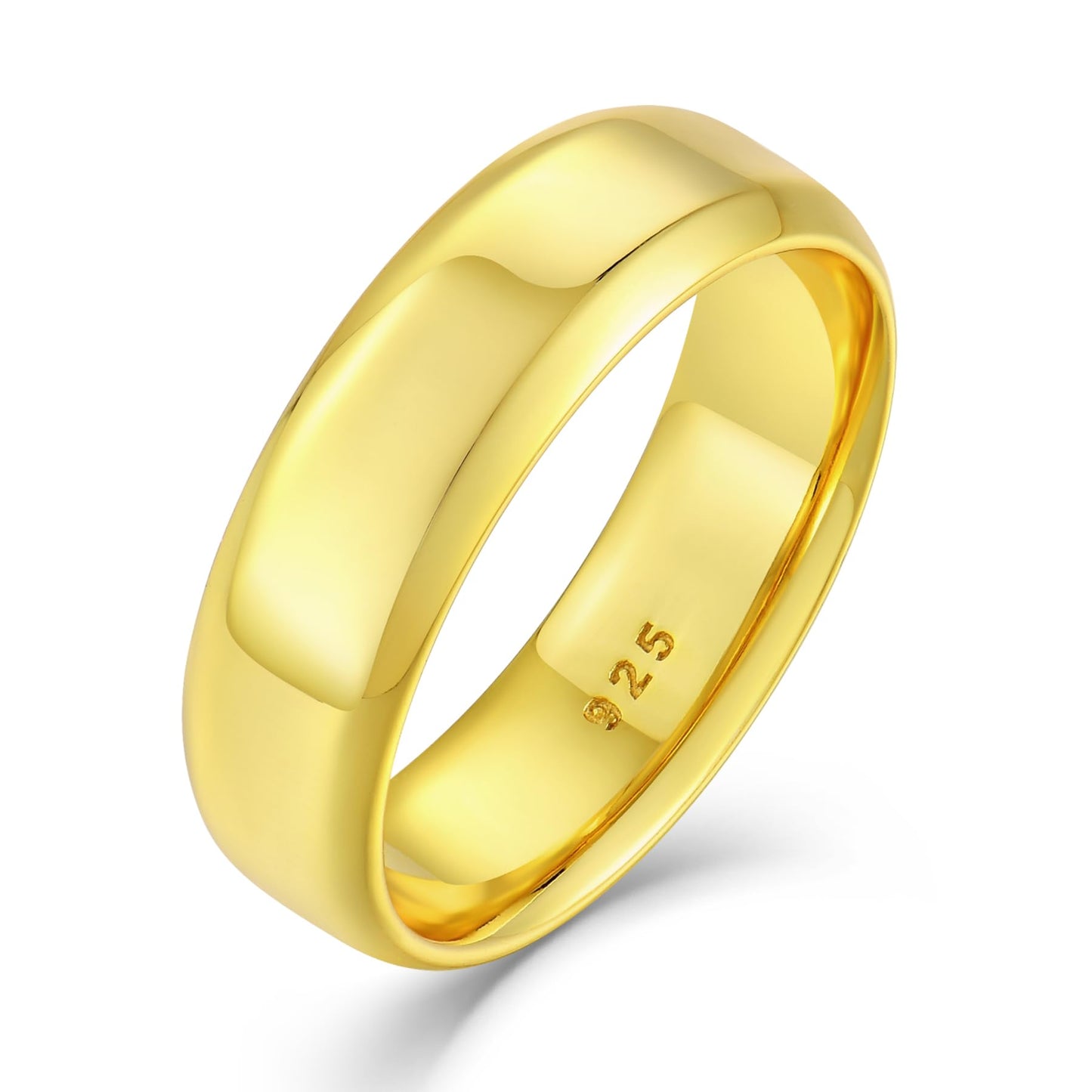 STARCHENIE Wedding Band Solid 925 Sterling Silver 18K Gold Plated Ring for Men High Polish Finish Beveled Size 11