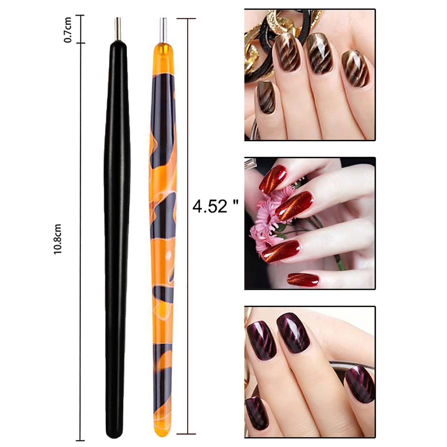 SILPECWEE 11Pcs Nail Magnet Cat Eye Magnet for Nails Magnetic Gel Polish Nail Polish Magnet Wand Nail Sticks Nail Design Tools Nail Art Accessories for DIY& Salon