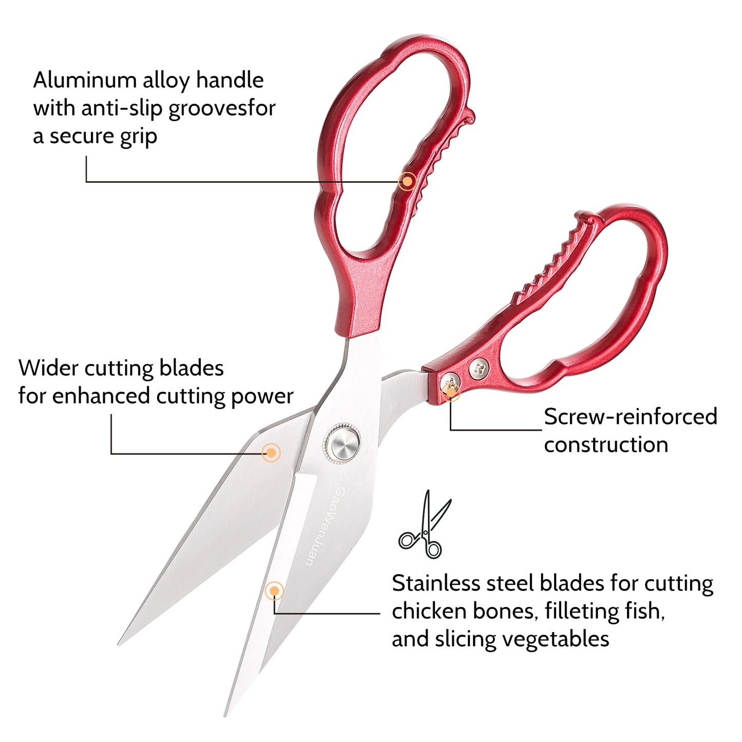 Kitchen Shears & kitchen scissors All Purpose | kitchen gadgets-Heavy Duty Stainless Steel Meat Poultry Food Scissors, Dishwasher Safe for Home and Kitchen Essentials, Utensils, Gadgets, Accessories