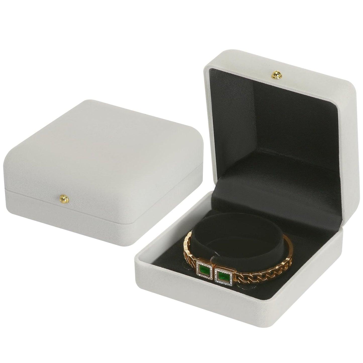KUKUVR 2 Piece Velvet Bracelet Box, Bangle Jewelry Gift Box for Women, Elegant Bracelet Gift Boxes for Memorable Moments (Grey)