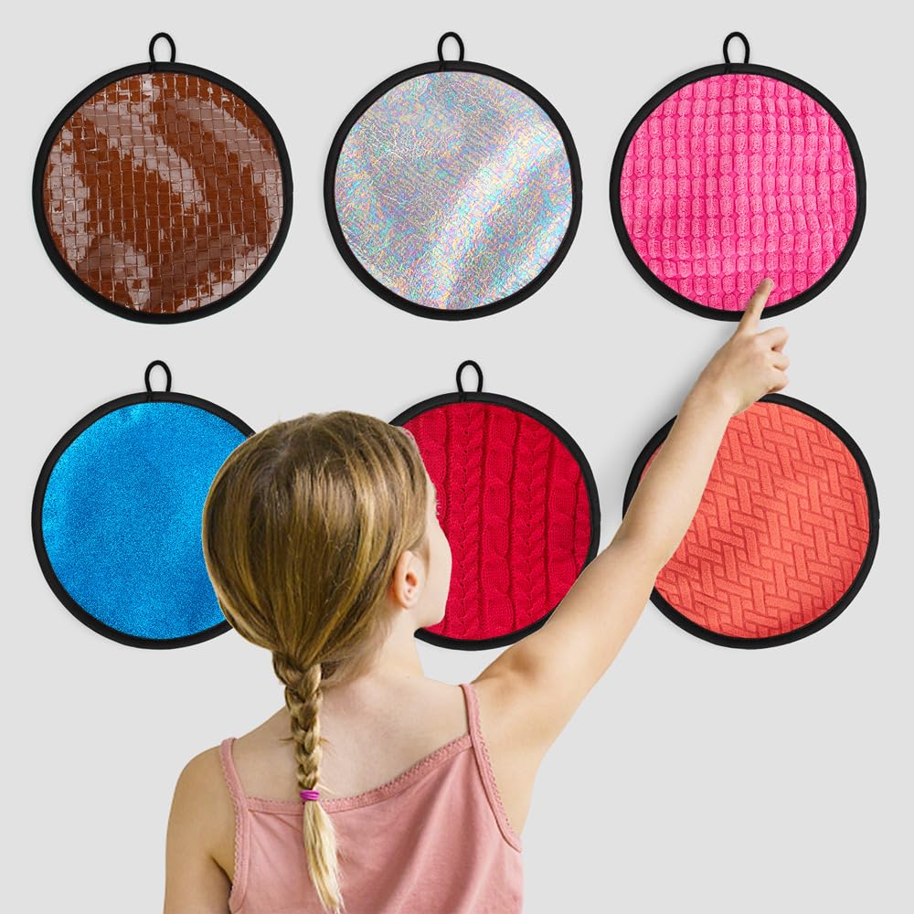 Inbeby 16 Set Round Sensory Mini Mats Textured Sensory Tiles - Sensory Toys for Autistic Children, Babies and Toddlers with Sensory Issues - Tactile Sensory Walls Sensory Mats for Fidgeting Activity