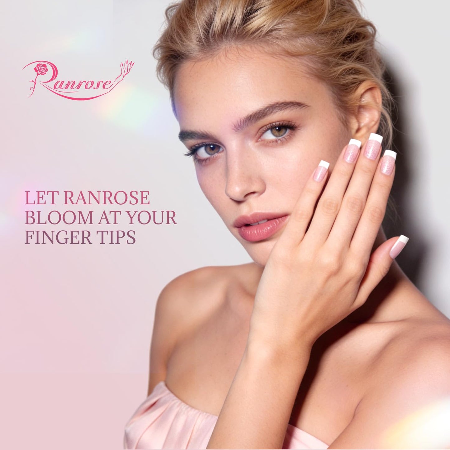Ranrose 600PCS Short French Style False Nails Half Cover Nails Tips,White Short Acrylic Extension Finger Nail 12 Sizes with Box