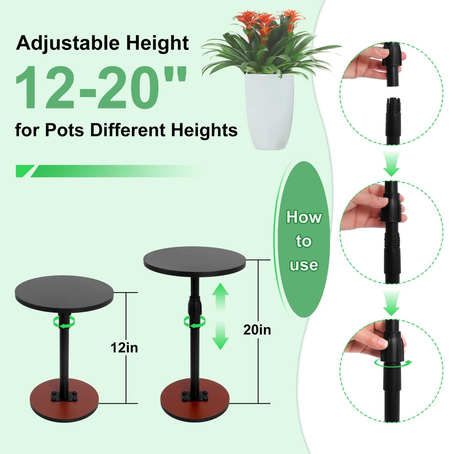 Adjustable Plant Risers For Inside Pots, 2 Set 13-21" Plant Risers for Pots Outdoor, Plants Lifters for Inside Pot, Adjustable Planter Insert Riser Stand for Tall, Square, Round, Tapered Planters